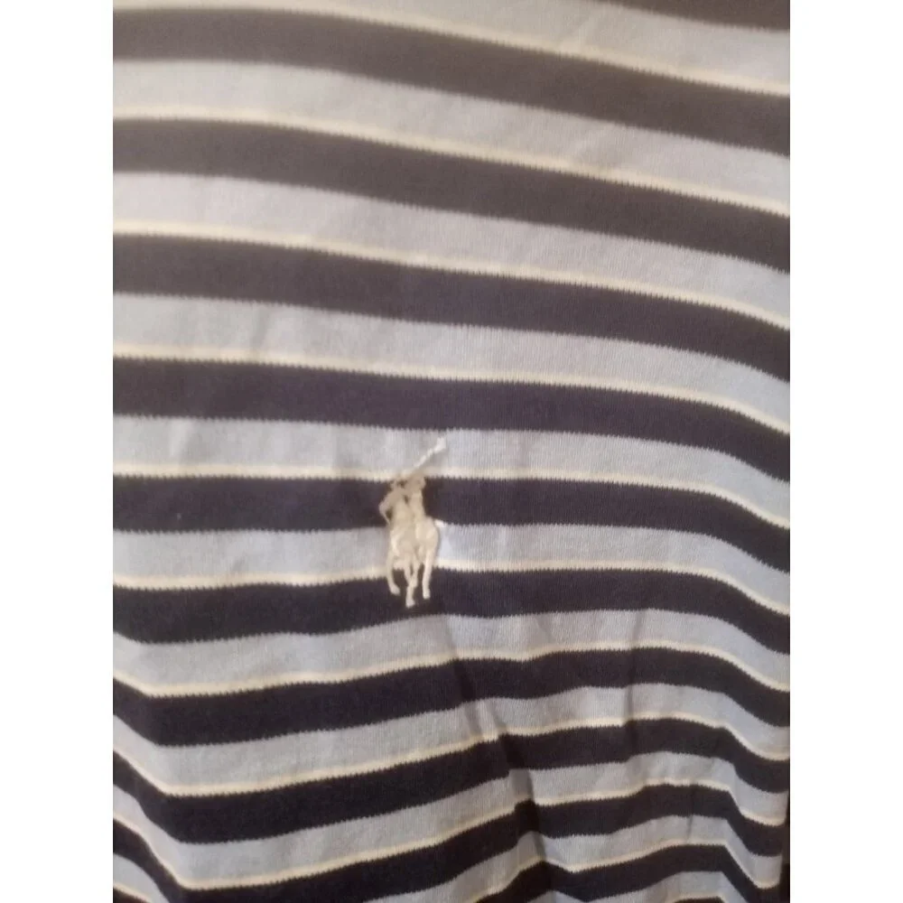 Polo Ralph Lauren Men’s 3XB Big Navy Blue Blue Stripe Short Sleeve Polo Shirt